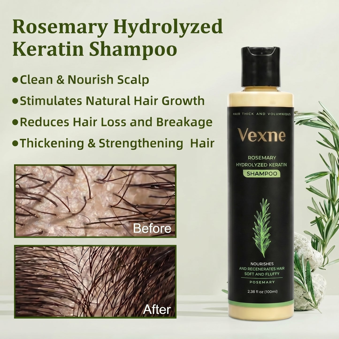 🔥LAST DAY 50% OFF - Vexne® Organic Rosemary Hair Growth Shampoo
