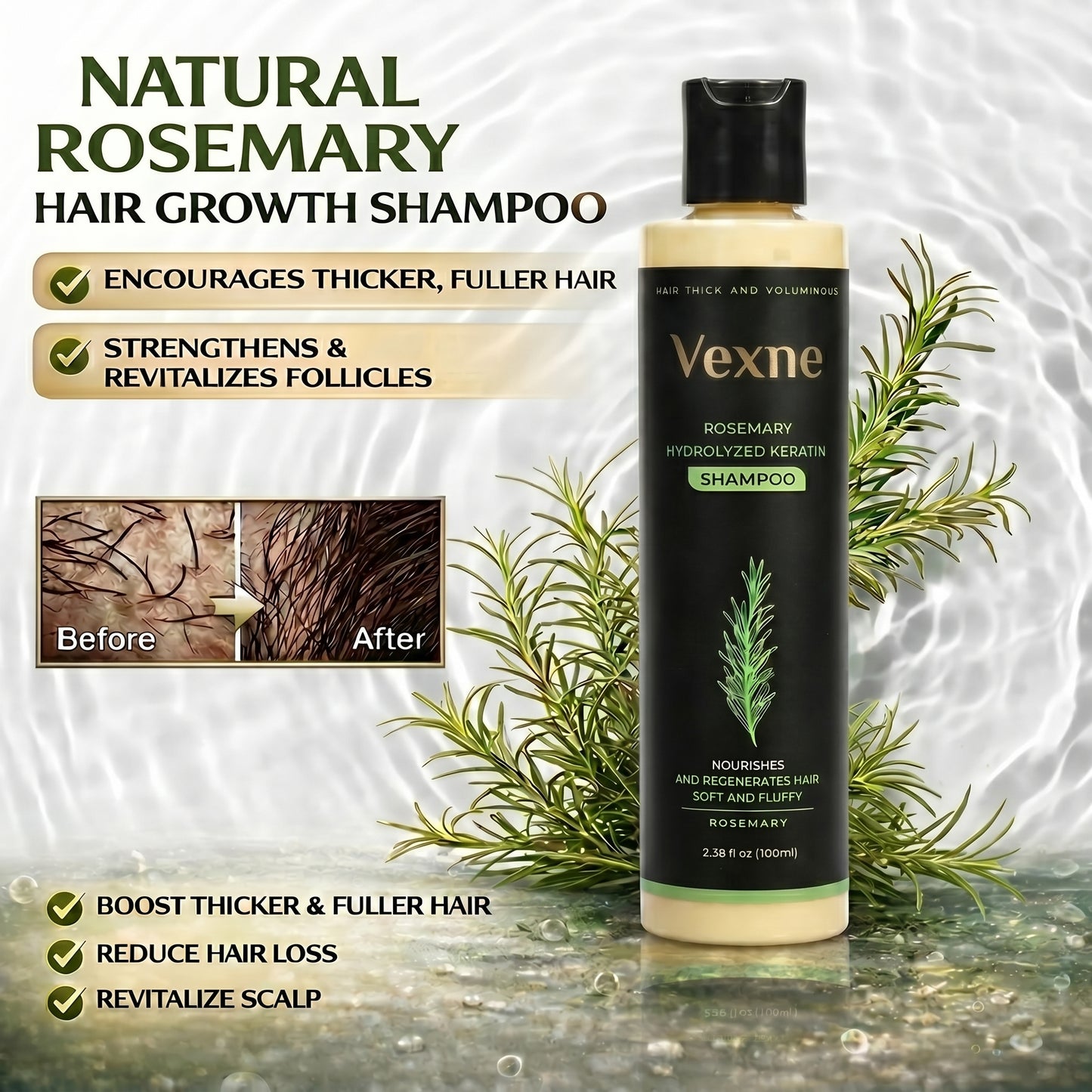 🔥LAST DAY 50% OFF - Vexne® Organic Rosemary Hair Growth Shampoo