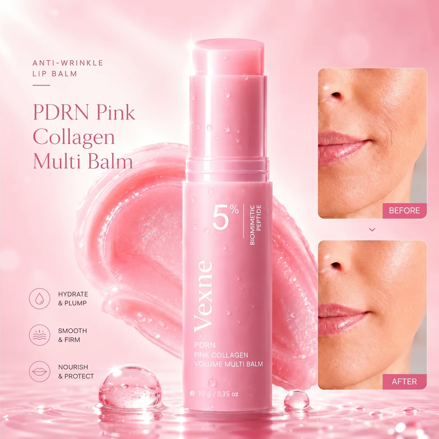 🔥LAST DAY 60% OFF🎁 Vexne Korean PDRN Pink Collagen Volume Multi Balm